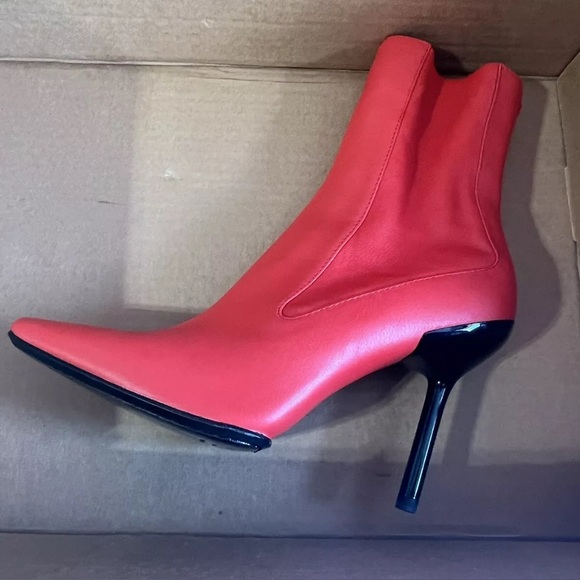 Rag & Bone Rio Leather Heeled Ankle Boots Orange Red Stiletto 37 Modest Stylish - Picture 7 of 10